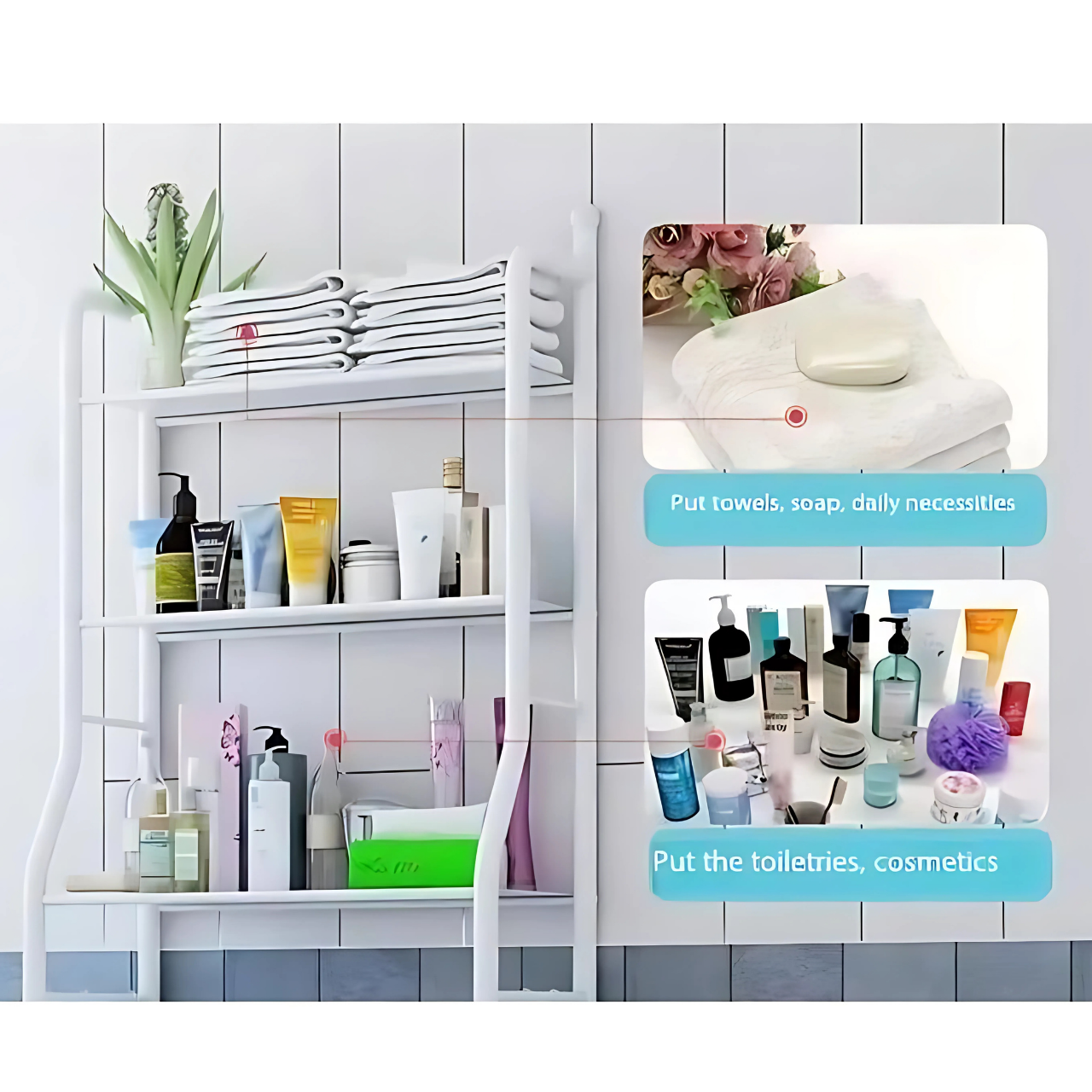 Étagère de Rangement WC et Salle de Bain – 3 Niveaux
