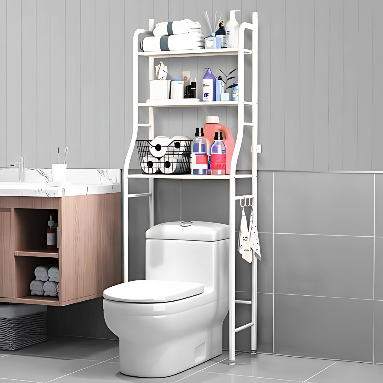 Étagère de Rangement WC et Salle de Bain – 3 Niveaux