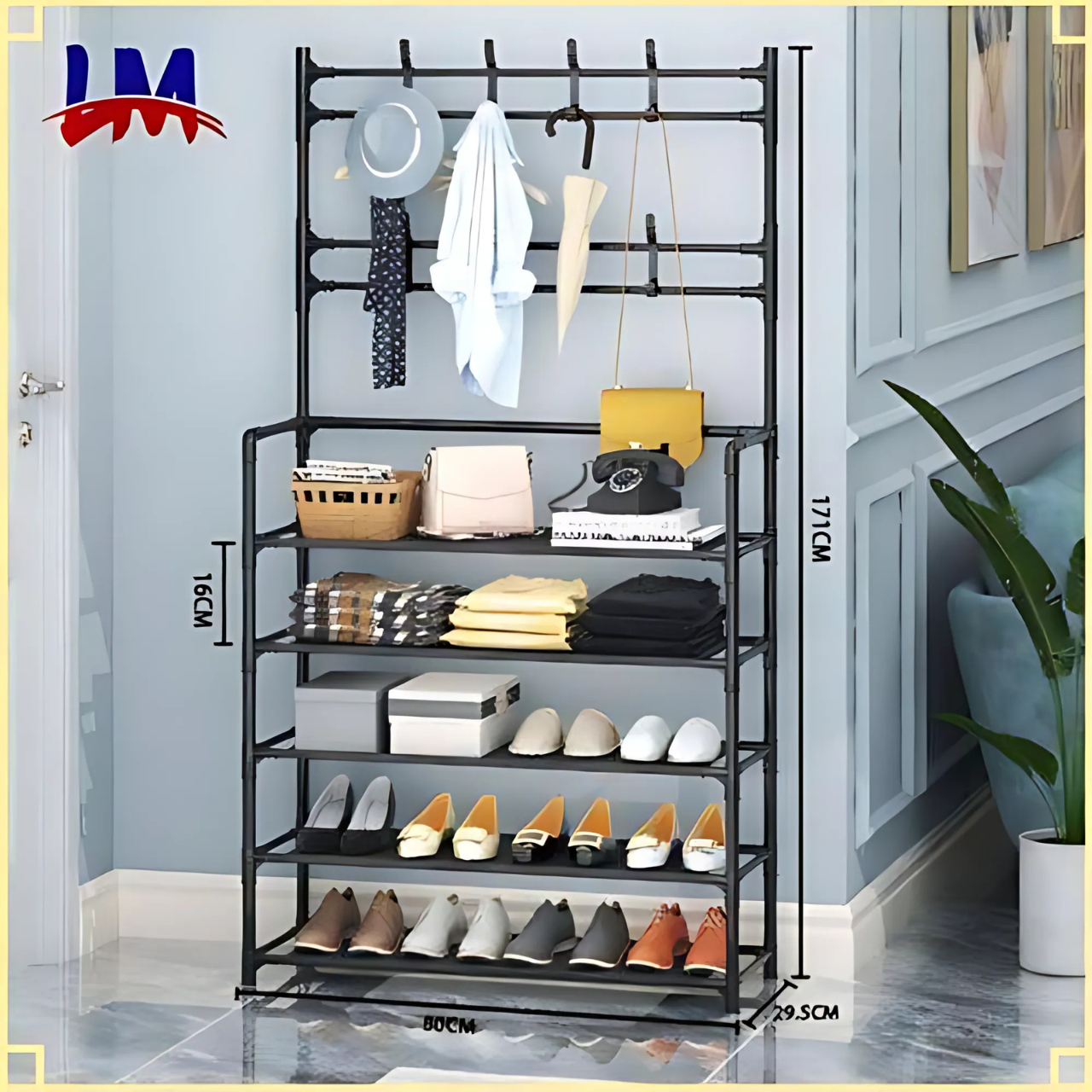 Nouveau Porte-Manteaux et Range-Chaussures Multifonction – 5 Étages